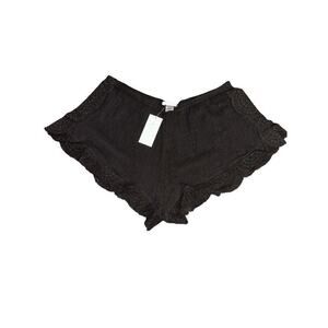 Eberjey Women's Soft Sol Frankie Crochet Trim Pull On Shorts Size M/L Black NWT